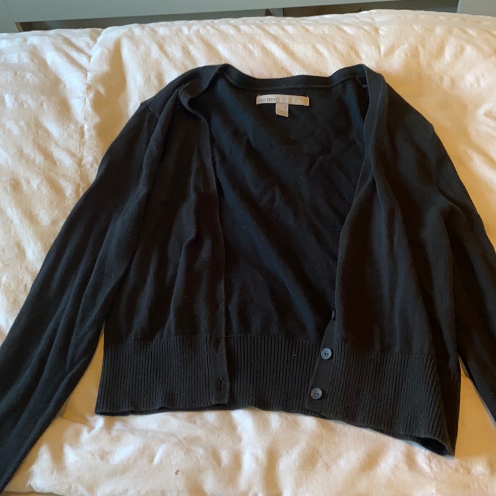 Cropped Black Cardigan